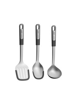 Berghoff 3-Piece Leo Graphite Stainless Steel Serving Utensil Set Silver and Black 9.5 x 9 x 35.2 cm 3950498  - Image 1