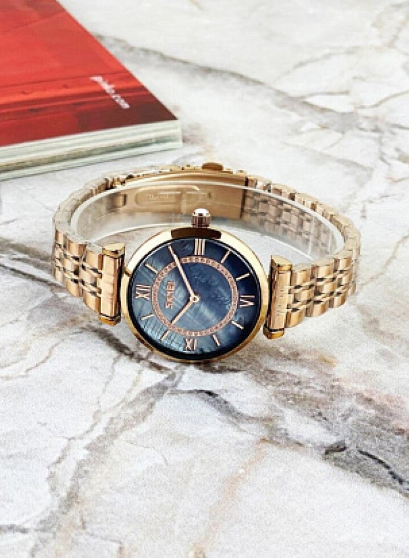 SKMEI Women’s Stainless Steel Dress Luxury Business Classic Fashion Analog Quartz Wrist Watch  - 9198 - Image 3