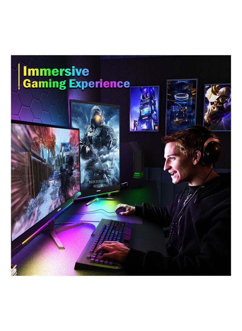 SYOSI Under Monitor Light Bar, RGB Screenbar Light Desk Lamp Computer, Dimmable LED with Dynamic Rainbow Effect, Gaming USB Powered, Remote Control Color Changing, Adjustable Brightness and Speed - Image 5