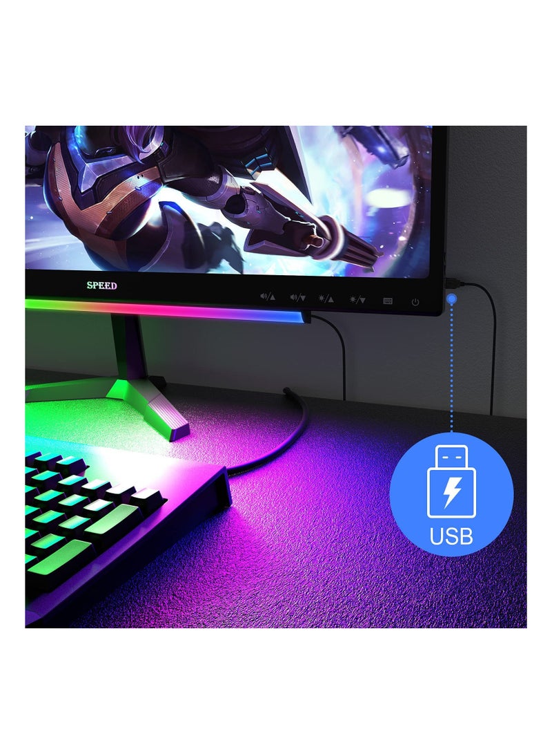 SYOSI Under Monitor Light Bar, RGB Screenbar Light Desk Lamp Computer, Dimmable LED with Dynamic Rainbow Effect, Gaming USB Powered, Remote Control Color Changing, Adjustable Brightness and Speed - Image 4