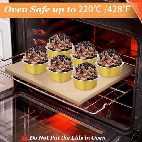 DNY Heart Shaped Cake Pans with Lids & Stickers – 50 Pack Gold Aluminum Foil Disposable Mini Cake Molds for Valentine’s Day, Mother’s Day, Wedding, Birthday, Baking & Gifts - Image 5