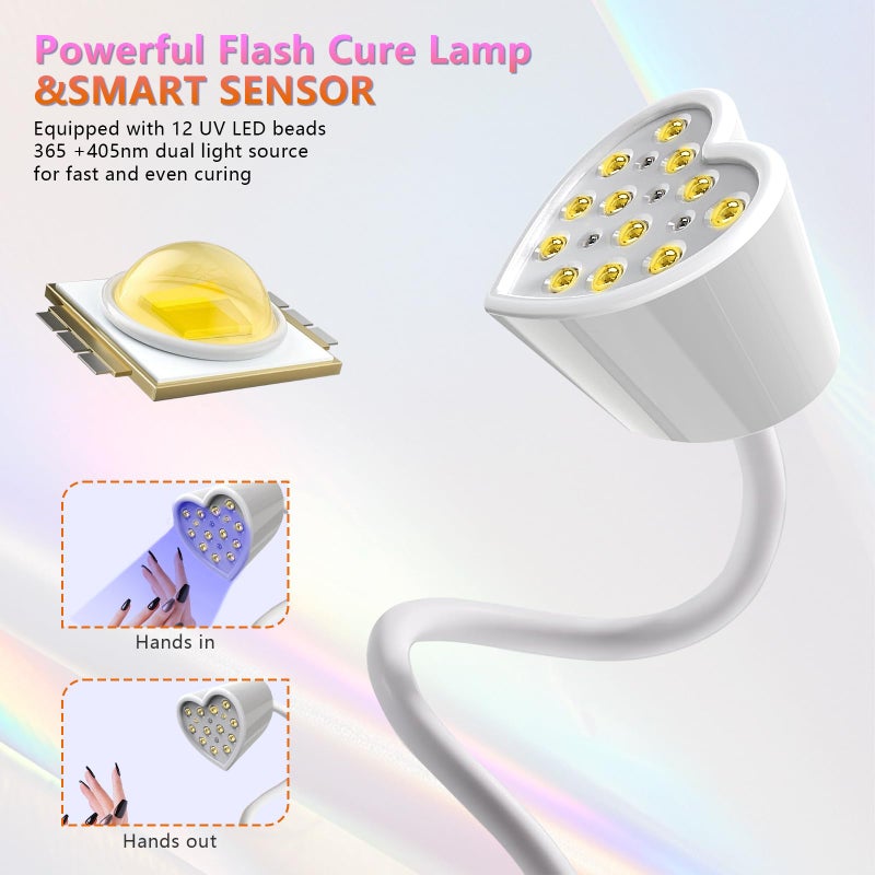 BETE مصباح أظافر UV ميني من BETE، مصباح جل للأظافر بتقنية الفلاش، مصباح UV LED بزاوية 360° قابل للطي مع مستشعر ذكي، مجفف أظافر محمول بدون سلك بقوة 30 واط قابل لإعادة الشحن مع 3 مؤقتات للاستخدام في الصالونات أو المنزل DIY - Image 2