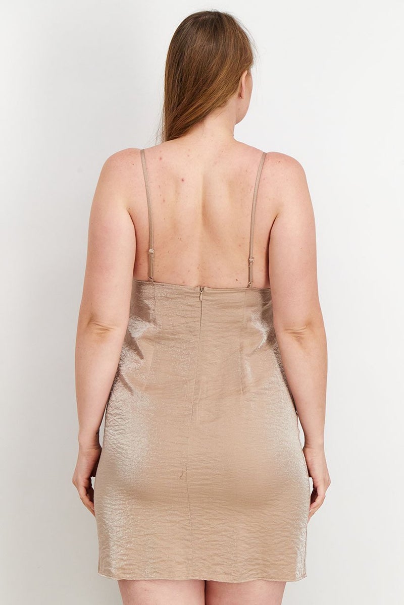 Reserved Women Metallic Casual Mini Dress, Brown - Image 4