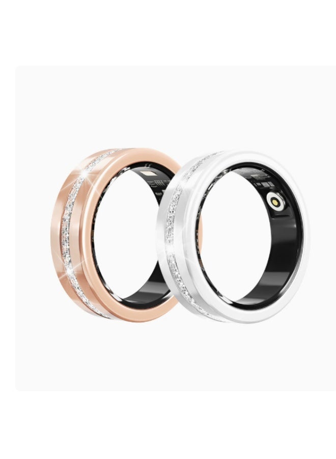 Stainless Steel Smart Ring with Sparkling Accents, Health & Fitness Tracking, 5ATM Waterproof, Rose Gold/Silver - Image 1