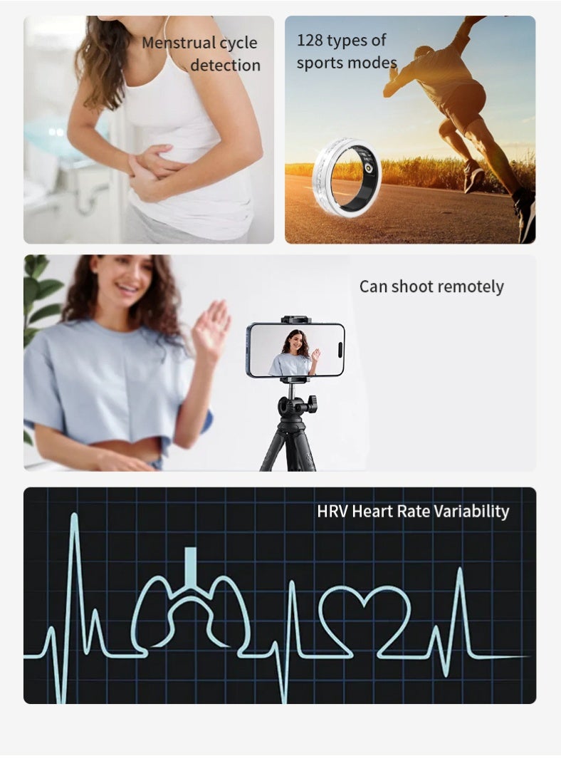 Stainless Steel Smart Ring with Sparkling Accents, Health & Fitness Tracking, 5ATM Waterproof, Rose Gold/Silver - Image 5