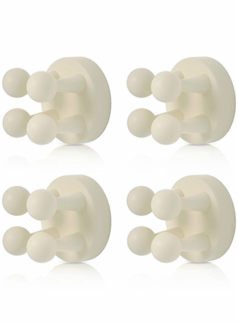 4 قطع حامل فرشاة أسنان من السيليكون خطاف متعدد الوظائف مقاوم للماء ذاتي اللصق حاملة فرشاة أسنان فردية لتثبيتها على الجدار لتعليق في الحمام المطبخ غرفة المعيشة المكتب (أبيض)