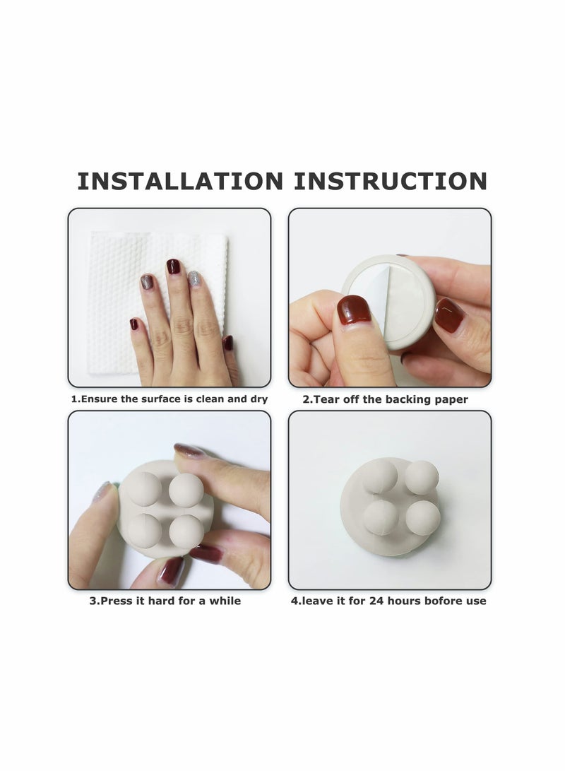 4 قطع حامل فرشاة أسنان من السيليكون خطاف متعدد الوظائف مقاوم للماء ذاتي اللصق حاملة فرشاة أسنان فردية لتثبيتها على الجدار لتعليق في الحمام المطبخ غرفة المعيشة المكتب (أبيض)