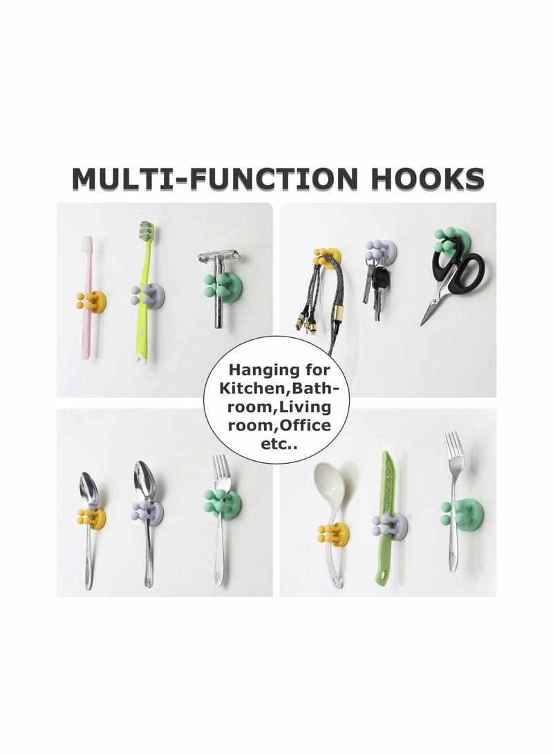 4 قطع حامل فرشاة أسنان من السيليكون خطاف متعدد الوظائف مقاوم للماء ذاتي اللصق حاملة فرشاة أسنان فردية لتثبيتها على الجدار لتعليق في الحمام المطبخ غرفة المعيشة المكتب (أبيض)