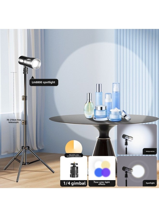 Special Hair Lamp In The Live Broadcast Room Live Overhead Atmosphere Spotlight Gods Girl Hair Lamp Contour Fill Light-Specifications:LM8800 Charging Three-color Adjustable Focus (4-color Light Effect) 2m Floor Lamp Rack  - Image 1