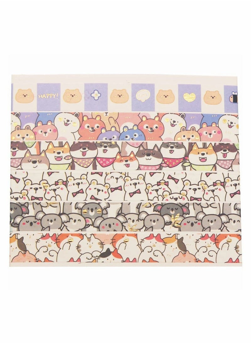 Generic Cute Pets Washi Tape Set 18 Rolls Gold Embellishment Decorative Masking Tapes for Arts, DIY Crafts, Bullet Journals, Planners, Scrapbook, Wrapping (Puppies)  - Image 2