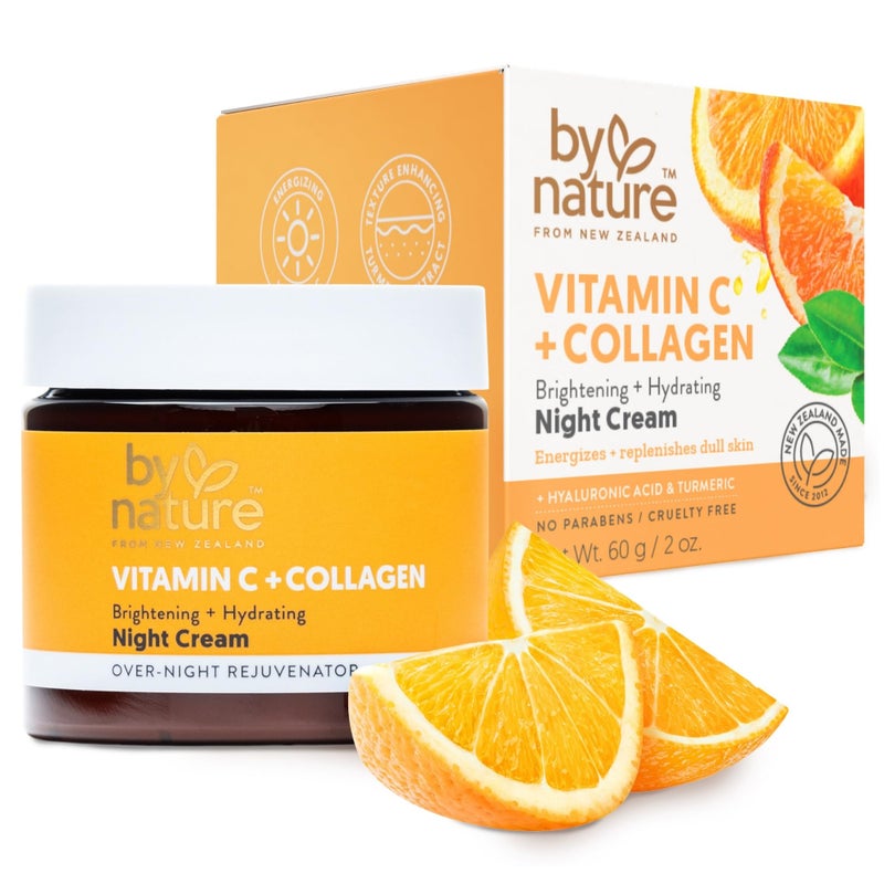 By Nature Face Night Cream - Vitamin C + Collagen PM Moisturizing Facial Lotion for Women (2 Oz) - Image 1