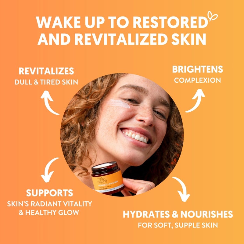 By Nature Face Night Cream - Vitamin C + Collagen PM Moisturizing Facial Lotion for Women (2 Oz) - Image 2