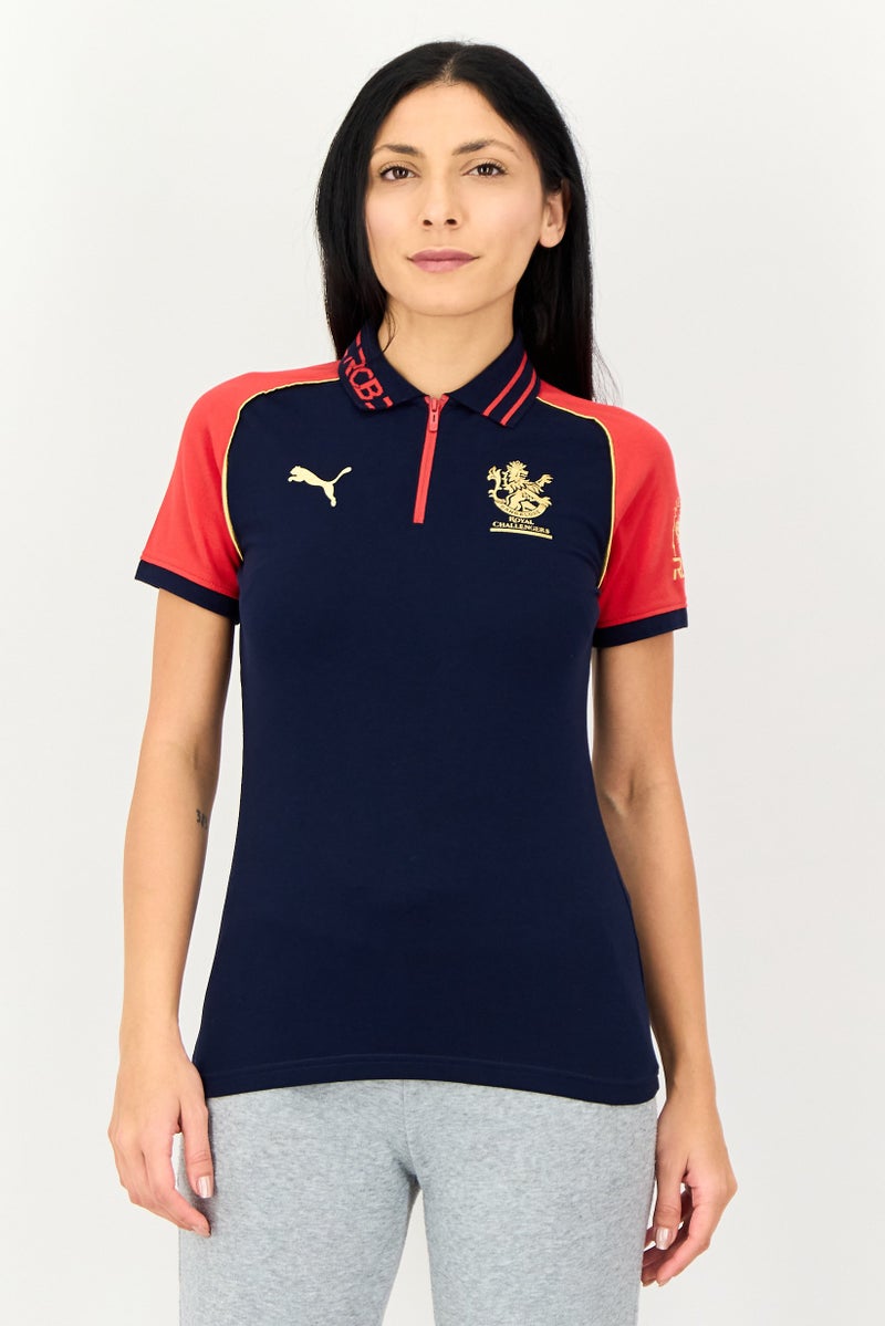 Puma x Royal Challengers Women Sportswear Fit Short Sleeve Outdoor Polo Shirt, Navy - Image 1