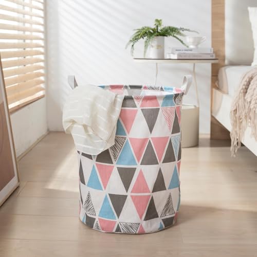HOKIPO Folding Laundry Basket for Clothes, Round Collapsible Storage Basket Large 43 LTR, Multicolor, Pack of 1 (AR2543) - Image 2