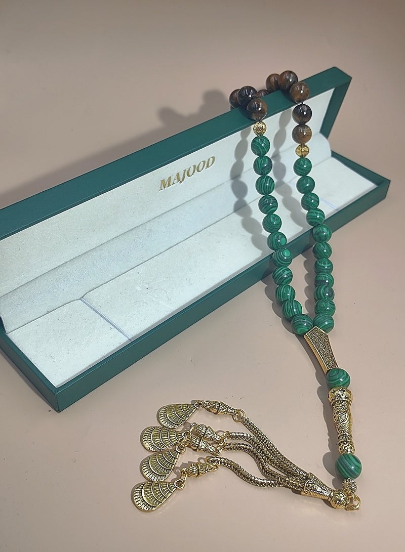موجود التصميم الأصلي/33 حجر عين النمر الطبيعي وسبحة صلاة الملاكيت/تسبيح/10 ملم - Image 4