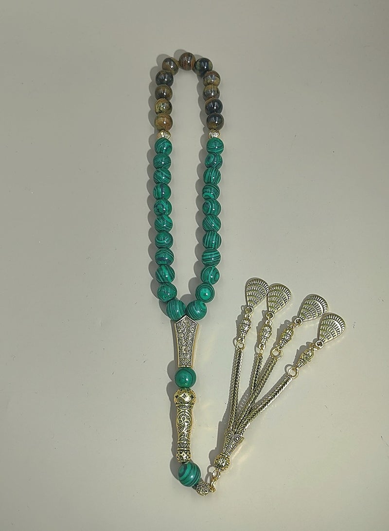 موجود التصميم الأصلي/33 حجر عين النمر الطبيعي وسبحة صلاة الملاكيت/تسبيح/10 ملم - Image 5