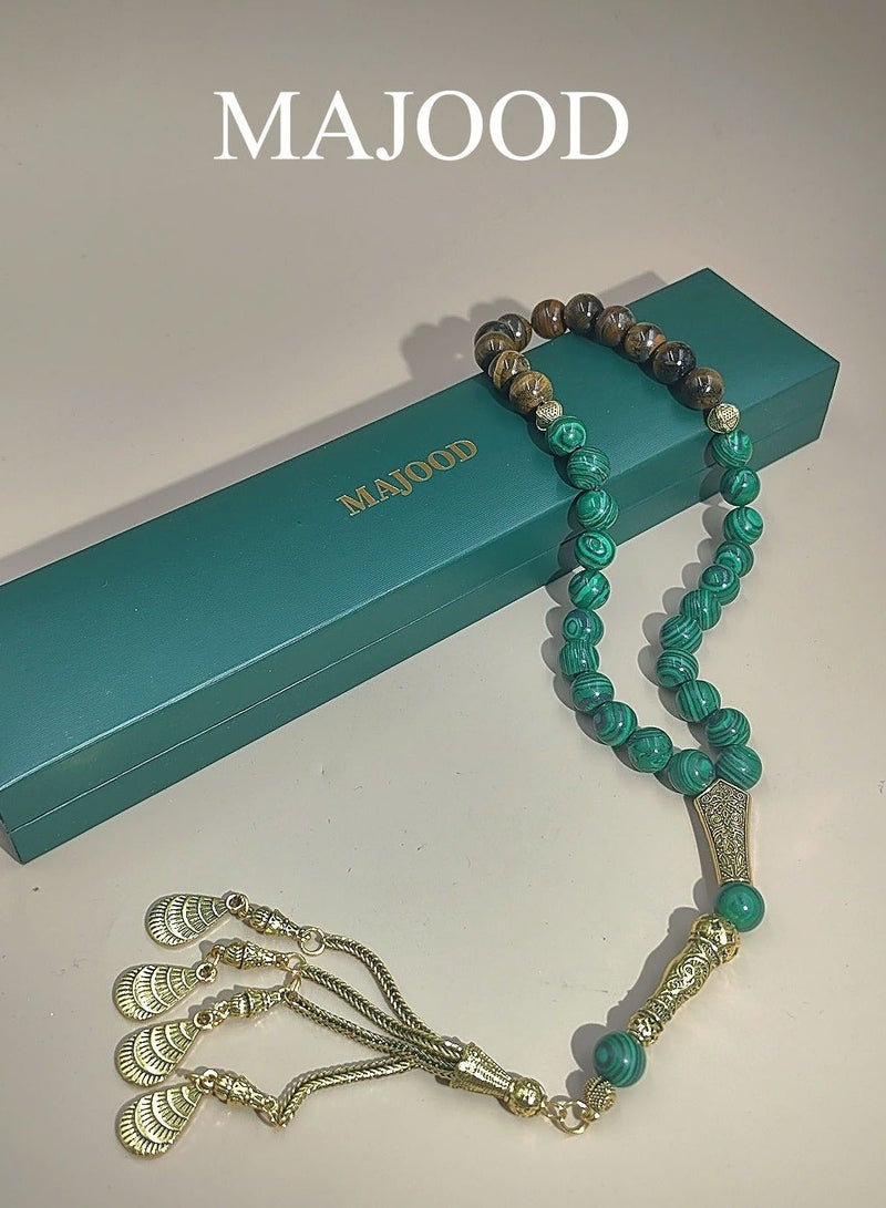 موجود التصميم الأصلي/33 حجر عين النمر الطبيعي وسبحة صلاة الملاكيت/تسبيح/10 ملم - Image 1