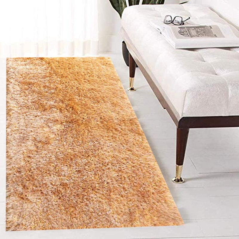imsid Shaggy Floor Carpets for Living Room, Elegant Bed Side Runner, Modern Carpets for Bedroom, Drawing Room,Carpets for Living Room Etc.Color-Gold Size 1.5x3 feet - Image 3