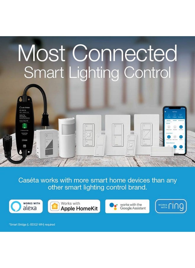 LUTRON Lutron Caseta Original Smart Switch with Wallplate (Lutron Smart Hub Required), for LED Lights and Fans, 5 Amp, Single-Pole/3Way, Neutral Required, PDW-5ANS-WH-A, White  - Image 4