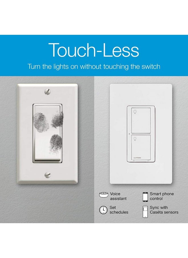 LUTRON Lutron Caseta Original Smart Switch with Wallplate (Lutron Smart Hub Required), for LED Lights and Fans, 5 Amp, Single-Pole/3Way, Neutral Required, PDW-5ANS-WH-A, White  - Image 5