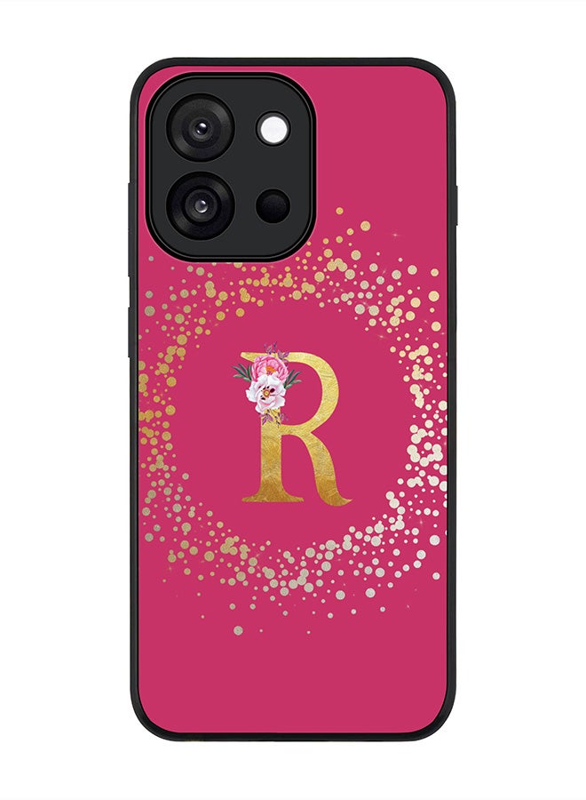 Stylizedd For OnePlus 13s / 13T Case,Slim fit Camera Protection, Shockproof Thin Phone cover  - Custom Monogram Floral - R ( Deep Pink )