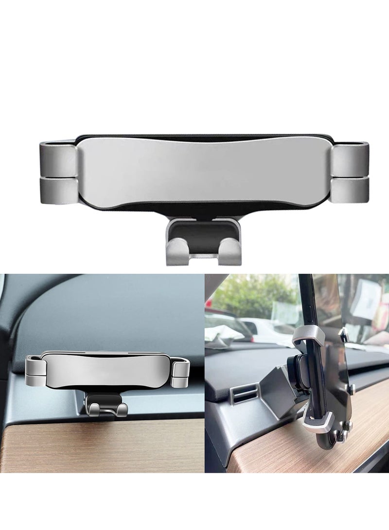 Adjustable Gravity Car Phone Mount for Tesla Model 3 and Model Y (2021) - Premium Silver Phone Holder Accessory for Your Vehicle. - Image 1