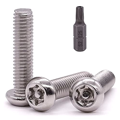 EASTLO M6-1.0 x 25mm Button Head Security Torx Machine Screws 30 PCS, 304 Stainless Steel 18-8, Tamper Resistant, Full Thread, Bright Finish, Includes Torx Driver Bit - Image 1