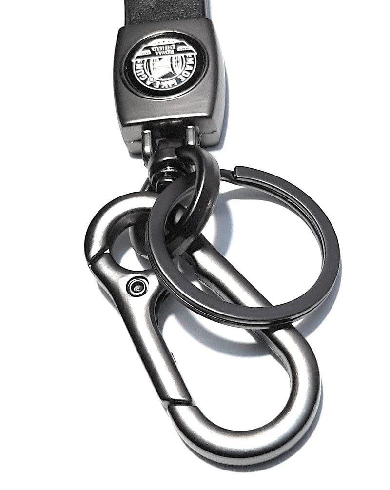 Maple حامل مفاتيح معدني وجلدي فاخر متوافق مع رويال إنفيلد/بوليت (أسود) - Image 3