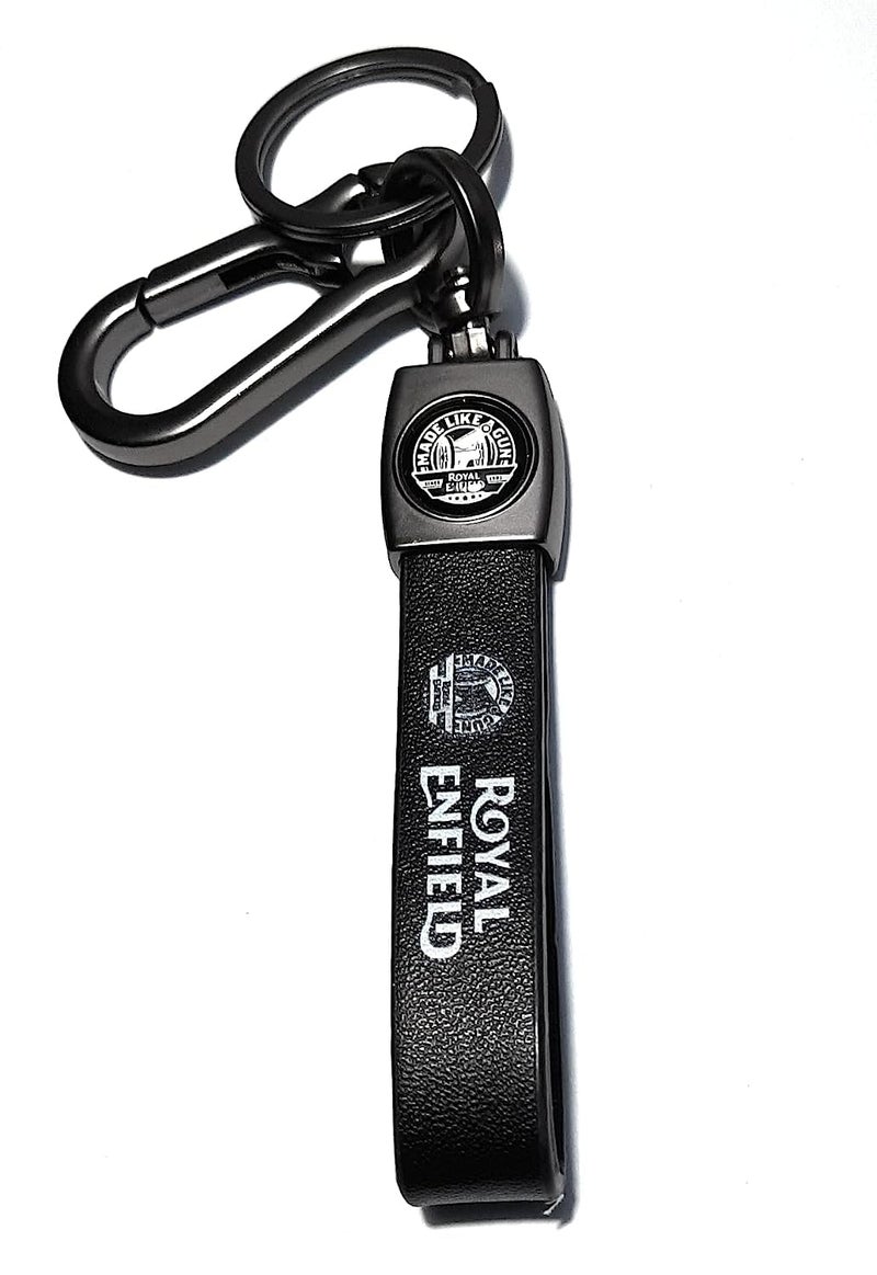 Maple حامل مفاتيح معدني وجلدي فاخر متوافق مع رويال إنفيلد/بوليت (أسود) - Image 4