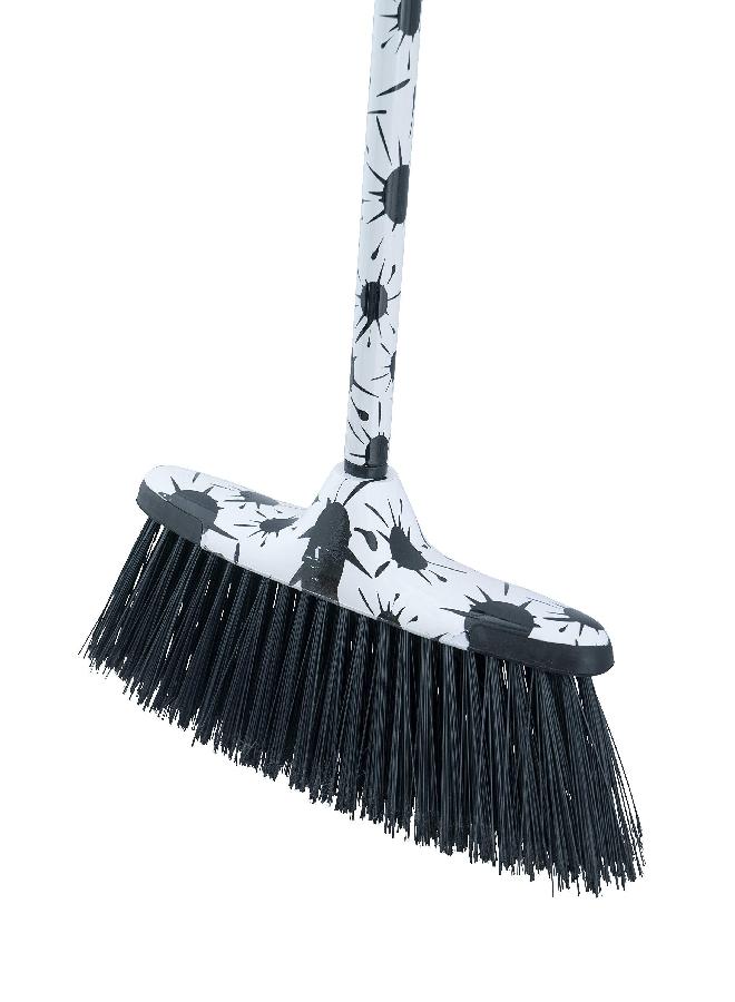 Superio Design Broom, Fancy Black and White Angle Broom, Cute Splash Design Kitchen Broom with Safety Bumper, 48" Indoor and Outdoor Sweeping Tool - Image 4