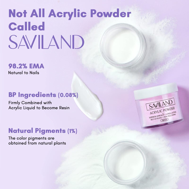 SAVILAND Acrylic Nail Kit with Drill: Professional 0.5Oz Clear/White/Pink Acrylic Powder and 50ml Liquid Set with Drill Nail Brush Forms Tool Extension Set for Beginners with Everything Home DIY Salon - Image 3