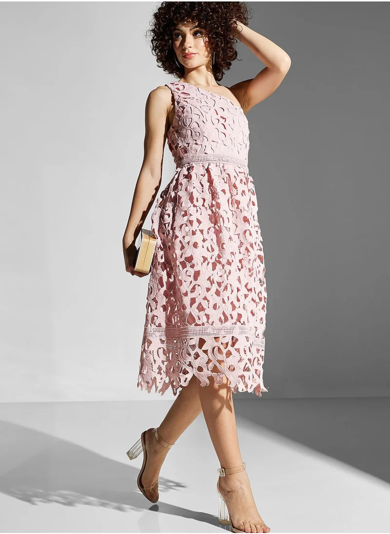 Chi-Chi London One Shoulder Openwork Dress