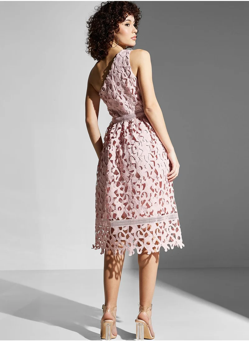 Chi-Chi London One Shoulder Openwork Dress