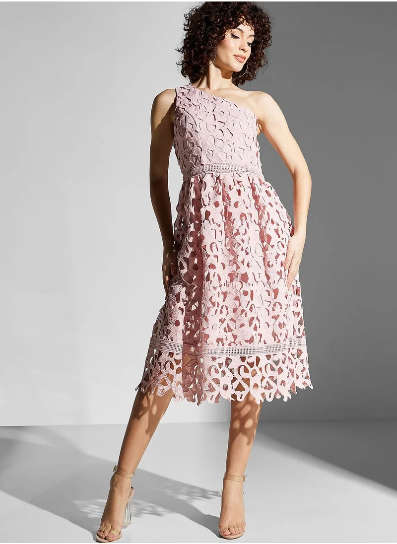 Chi-Chi London One Shoulder Openwork Dress