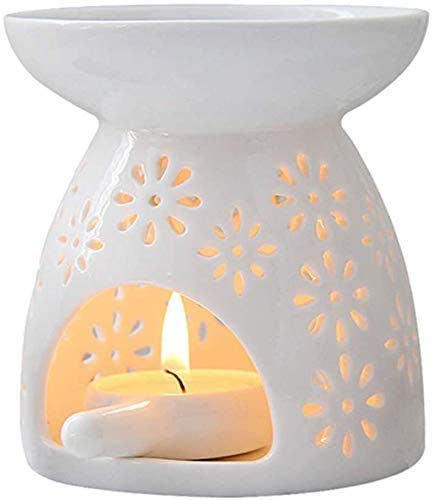 MAOUYWIEE Wax Melt Burner Wax burner Ceramic Oil Burners Assorted Wax Warmer Aromatherapy Holder Candle Scented Diffuser Home Bedroom Decor Flower Pattern 