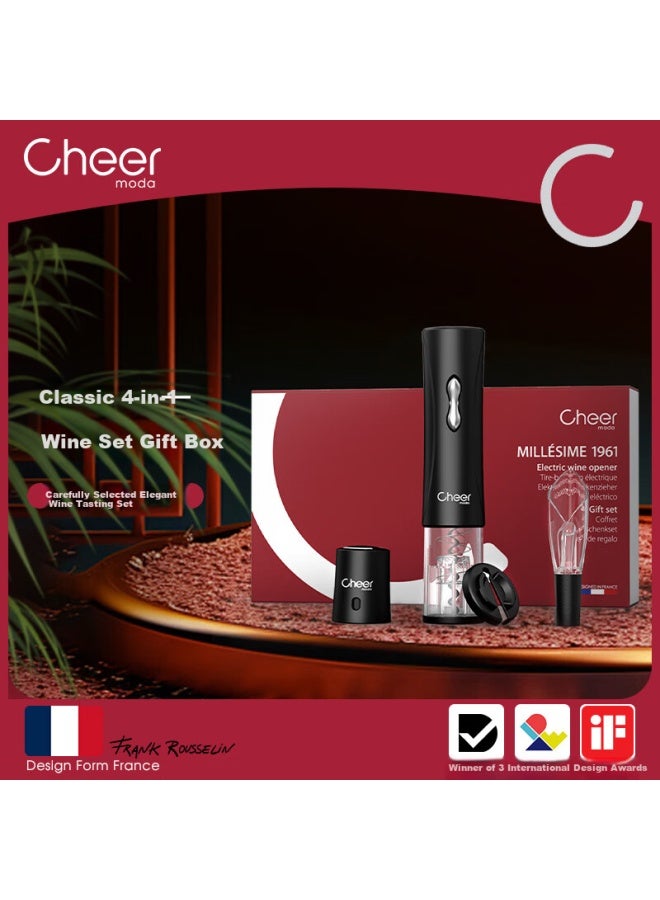 Cheer Electric Wine Opener 4-in-1 Red Wine Bottle Opener Set With Stopper Gift Box - Image 1