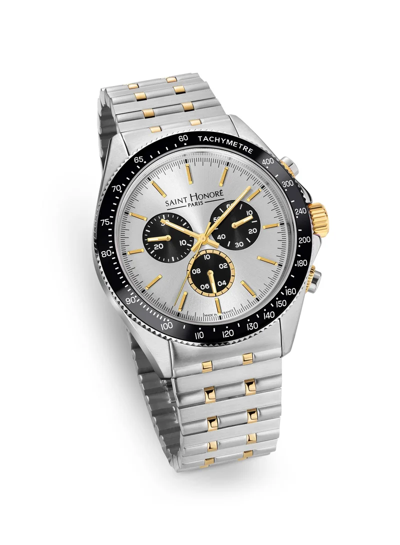 Saint Honore Paris  Le Bourget SIlver Dial Silver Gold Bracelet Analog Watch for Men 43mm for Men | Best Price UAE