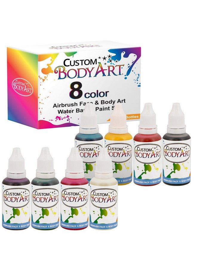 كاستم بودي آرت مجموعة طلاء الجسم والوجه بقاعدة مائية، 8 ألوان أساسية، 1 أونصة، مخصصة لفن الجسم - Image 1