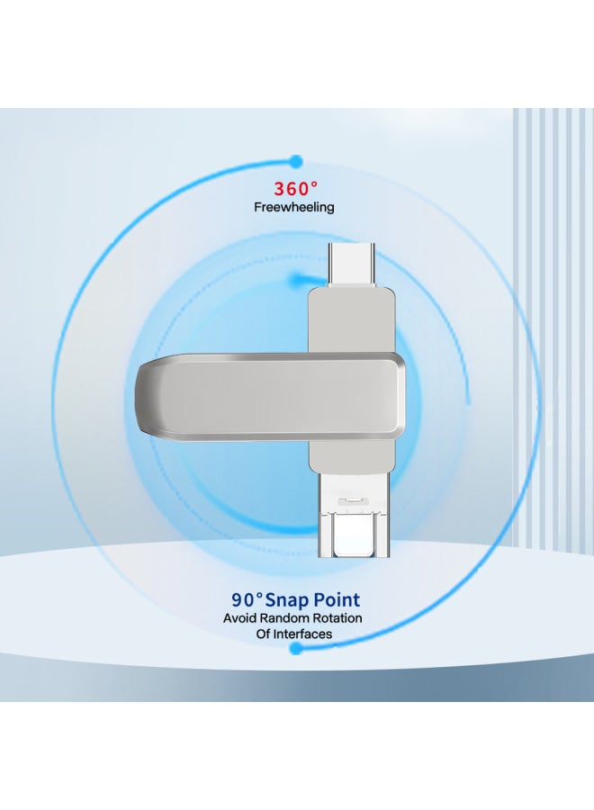 Mobile Phone Computer 1TB Multi-function USB Flash Drive Pingguo Typec Android 4-in -1 USB Flash Drive Large Capacity 2TB-Color:Silver-Capacity:64GB - Image 3