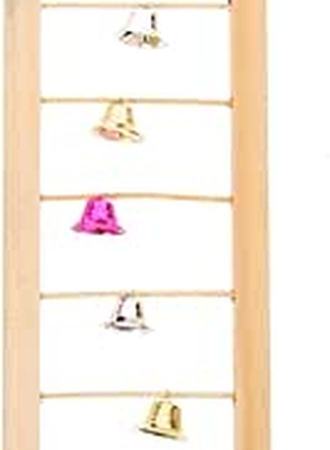 Wooden Bird Ladder with Bells 25cm Parrot Climbing Toy for Cage Accessory - Image 1