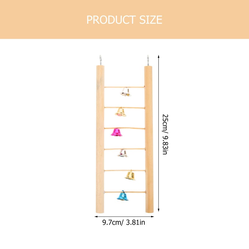Wooden Bird Ladder with Bells 25cm Parrot Climbing Toy for Cage Accessory - Image 4