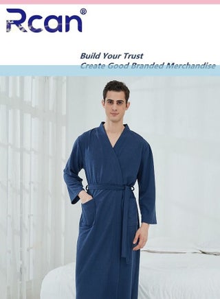 Waffle Cotton Nightgown Adjustable Tie Loose Kimono with Pockets Long Cardigan Knee Length Soft Lightweight Absorbent Bathrobe Casual Loungewear for Men's Home Spa - pzsku/Z4E4AA6D562879A2CDC02Z/45/_/1694242805/02dfe56c-7e48-471a-a2ab-a899cbbf287e