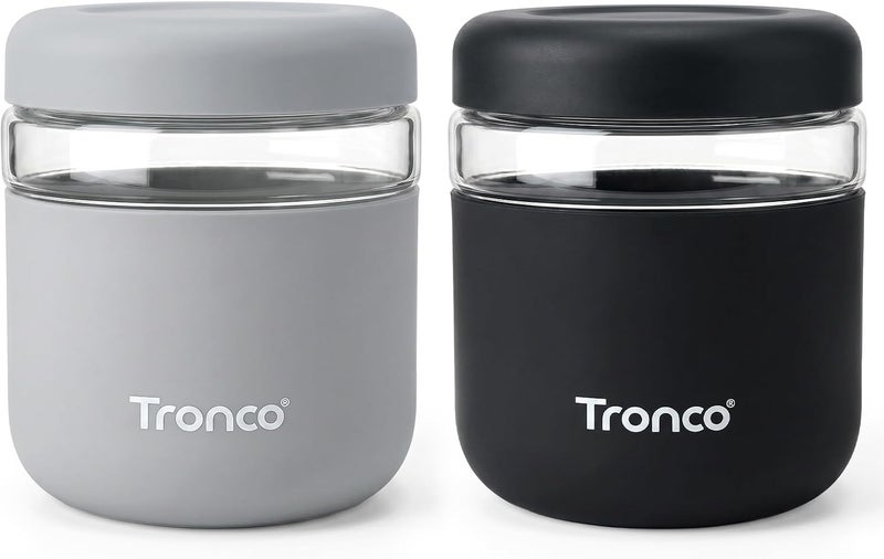 tronco 32 oz Glass Food Storage & Lunch Bowl Containers with Airtight Lids | Leakproof Meal Prep Container with Silicone Sleeve, Microwave & Dishwasher Safe, Soup & Stew, Office Lunch, BPA-Free, 2 Pack - Image 1