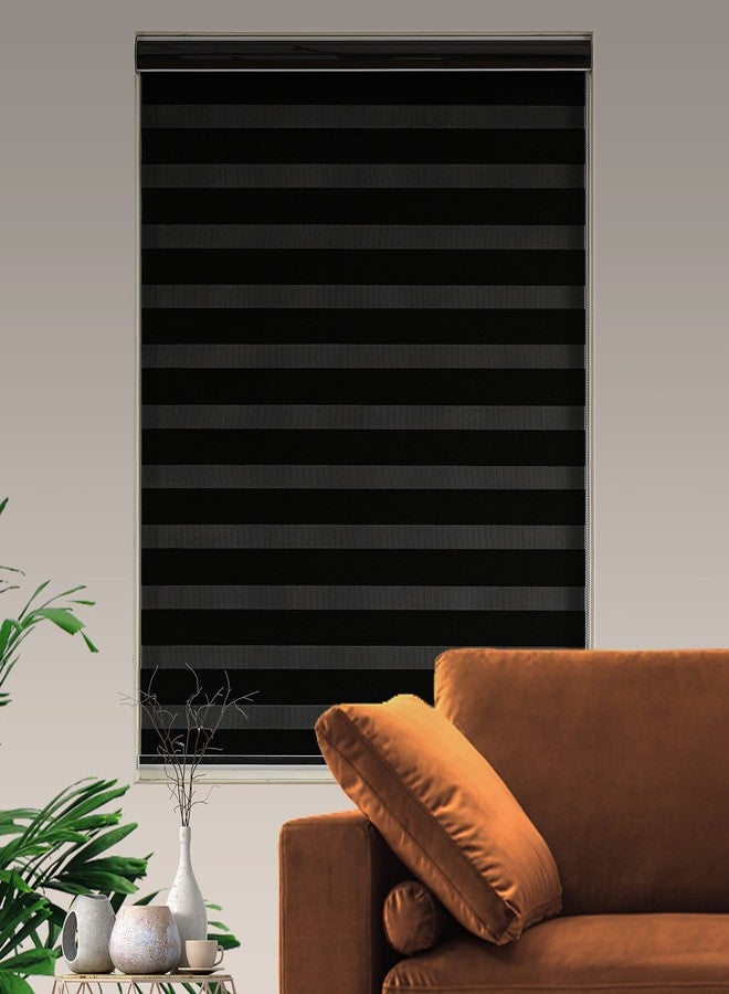 JIANGPIN TEXTILE ستائر جيانغبين النسيجية ذات المقاس المخصص بنمط زيبرا، ستائر معتمة مزدوجة الطبقات قابلة للطي، ستائر أفقية لغرفة النوم، (أقصى ارتفاع 72 بوصة، لون أسود، عرض 20 بوصة) - Image 2