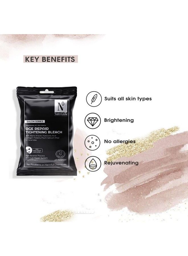 NUTRIGLOW Advanced Organics Age Repair Tightening Bleach For Age Reverse & Lightning Skin (6 In 1) 20G All Skin Type - Image 4