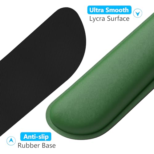 Dapesuom Enlarge Keyboard Wrist Rest, Memory Foam Keyboard Wrist Cushion for Computer Desk Mats Support, Typing Pain Relief Ergonomic Mouse Pad Rests with Non-Slip Base for Gaming Laptop, Forest Green - Image 4