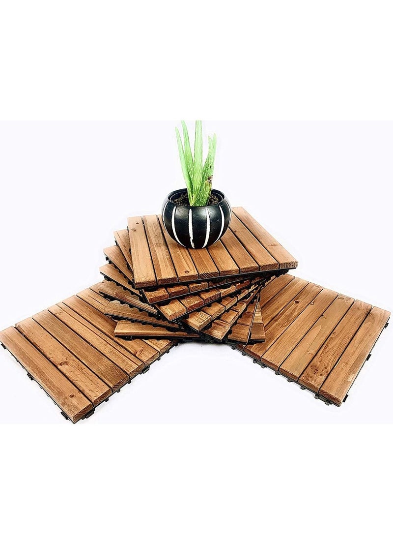 LINGWEI Wooden Decking Interlocking Decorative Floor Tiles(10pcs)  - Image 2