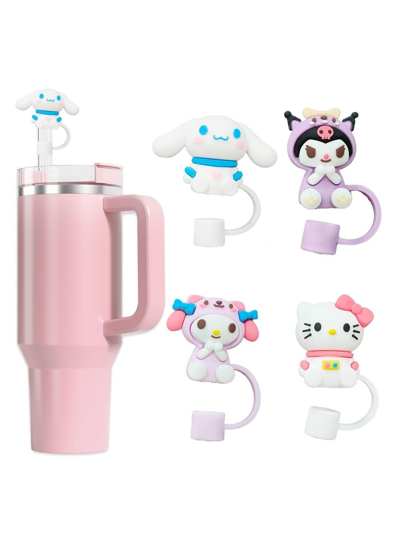 RATSAW 4pcs Straw Cover Cute Design Straw Topper for Stanley Straw Topper 10mm Dust Proof Reusable Straw Tips Lids  - Image 1