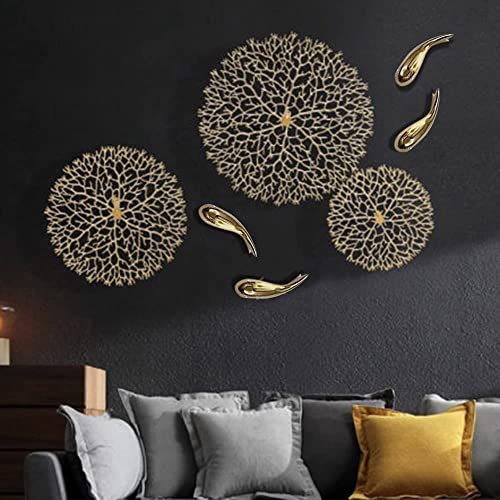 ZOVE Modern Handcrafted luxury Set of 7 Lotus Leaf with Fish Metal Wall Decor Perfect for Living Room I Drawing Room I Hotel I Restaurant I Color : Electroplated Gold - Image 2
