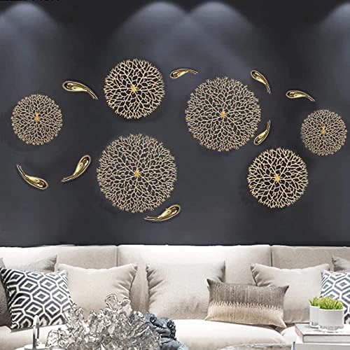 ZOVE Modern Handcrafted luxury Set of 7 Lotus Leaf with Fish Metal Wall Decor Perfect for Living Room I Drawing Room I Hotel I Restaurant I Color : Electroplated Gold - Image 3